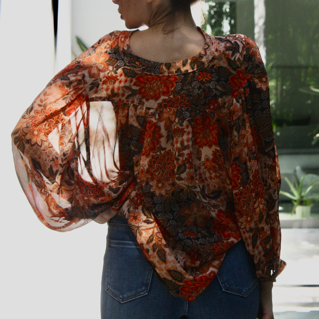 Zimm Silky Floral Long Sleeve Blouse pookie and sebastian