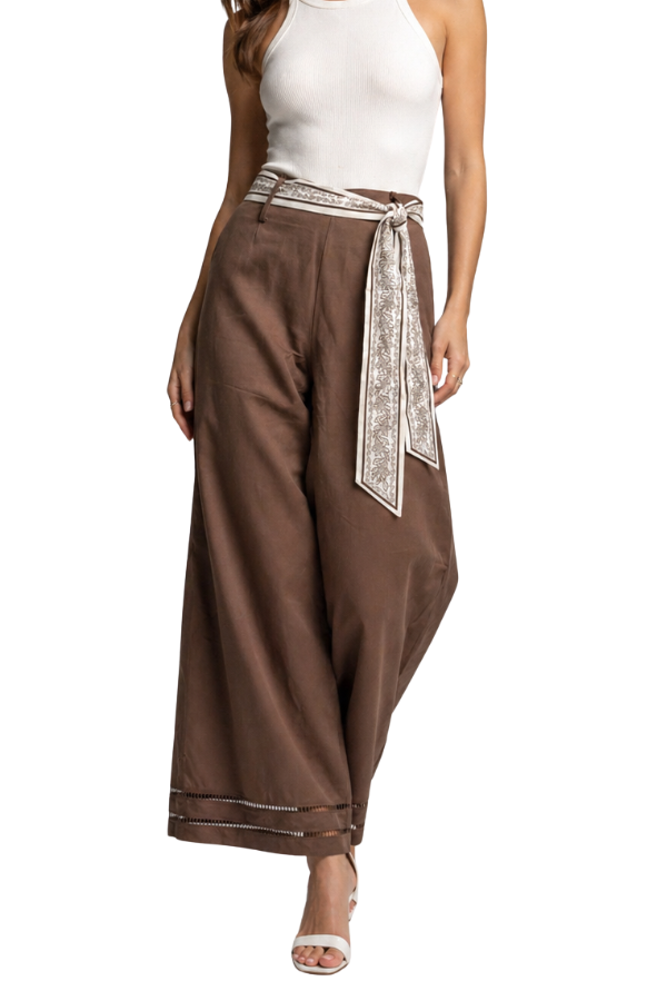 The Marcia High Rise Pants With Scarf Belt