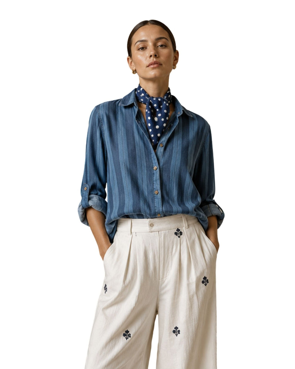 The Ronan Striped Chambray Button-Down - pookie and sebastian