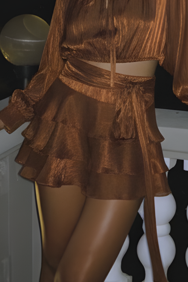 The Bronze Silk Ruffle Skirt