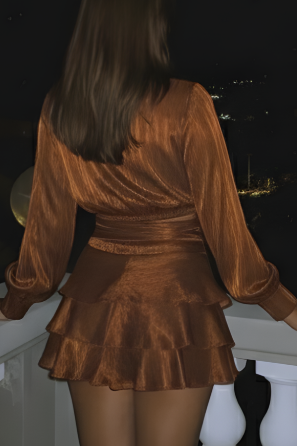 The Bronze Silk Ruffle Top