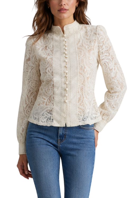 The Eleanor Ivory Lace Button-Front Blouse – pookie & sebastian
