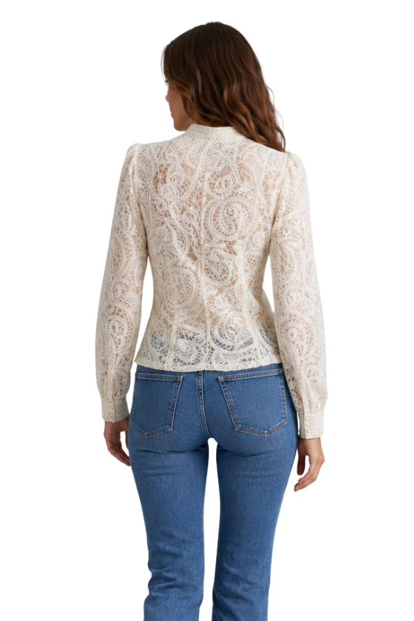 The Eleanor Ivory Lace Button-Front Blouse - pookie and sebastian