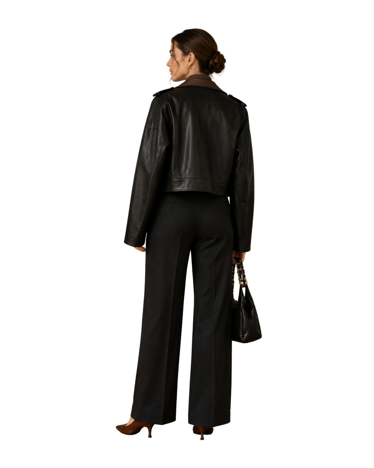 The Scarlett High Collar Leather Jacket - pookie and sebastian