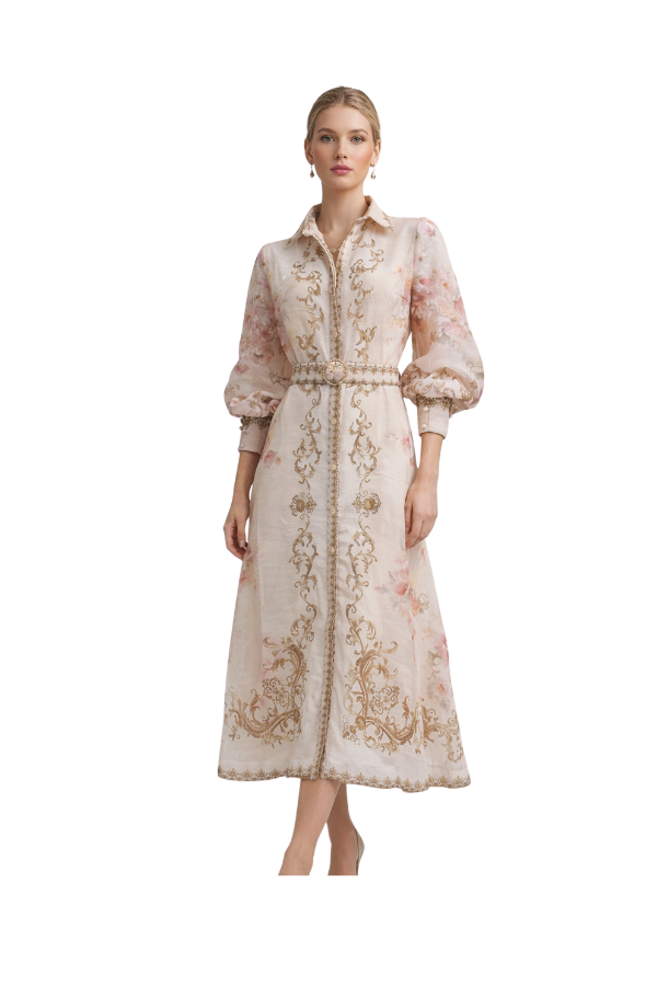 The Serena Printed Dress With Belt pookie & sebastian The Serena Printed Dress With Belt pookie & sebastian