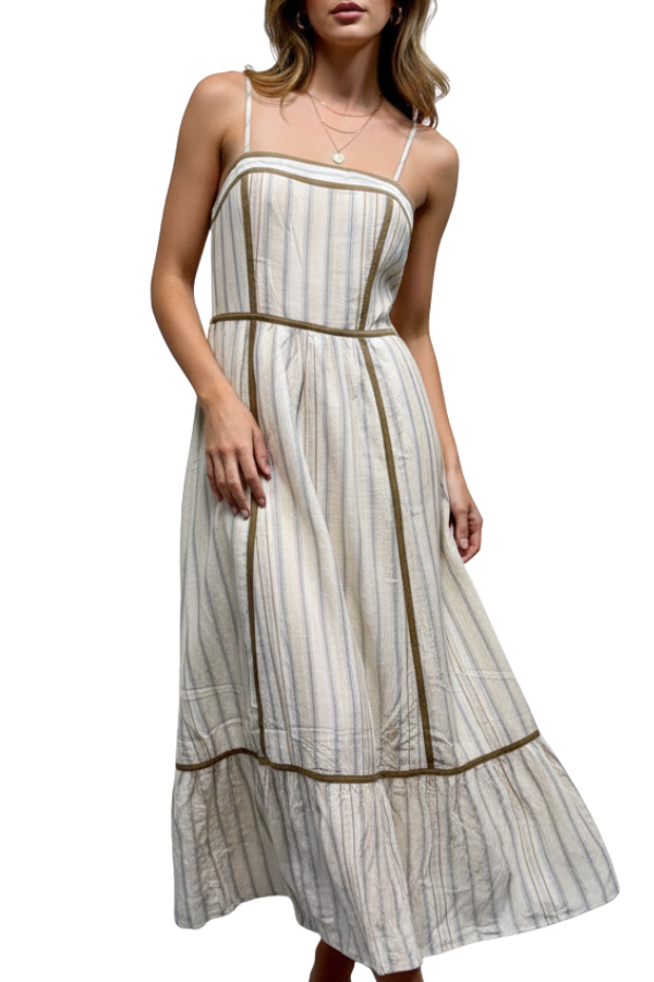 The Aimee Striped Binding Maxi Dress