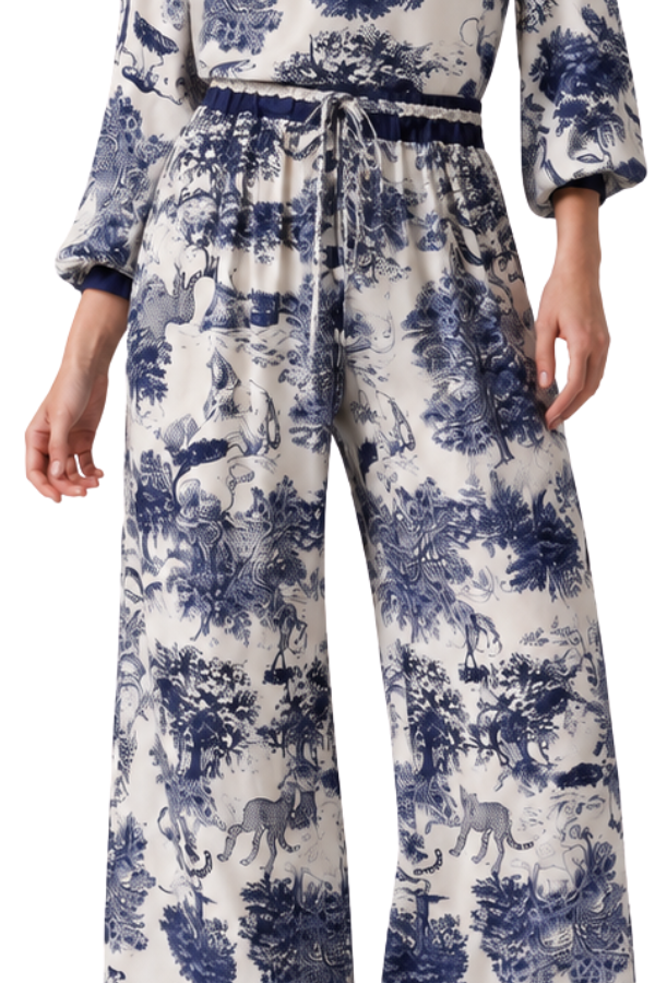 The Beatrice Toile Safari-Print Satin Pants