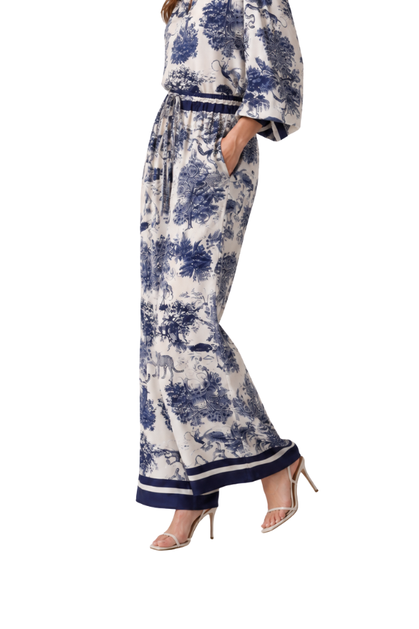 The Beatrice Toile Safari-Print Satin Pants