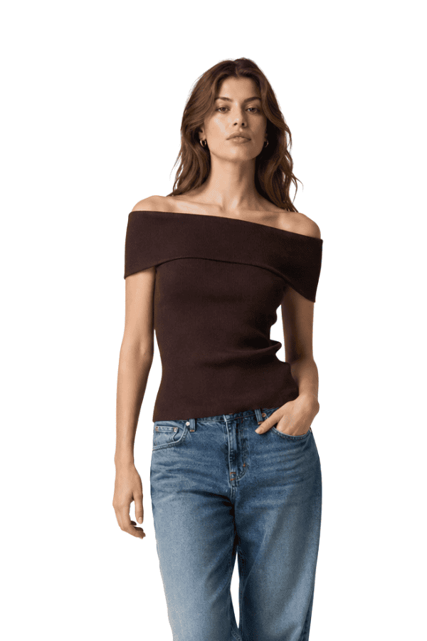 The Johanna Off Shoulder Ribbed Knitted Top - pookie and sebastian