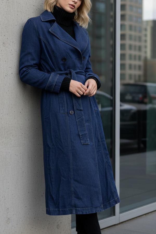 The Jade Indigo Trench Coat