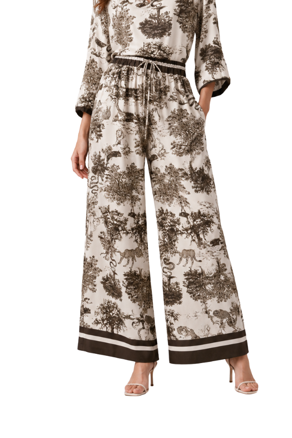 The Beatrice Toile Safari-Print Satin Pants