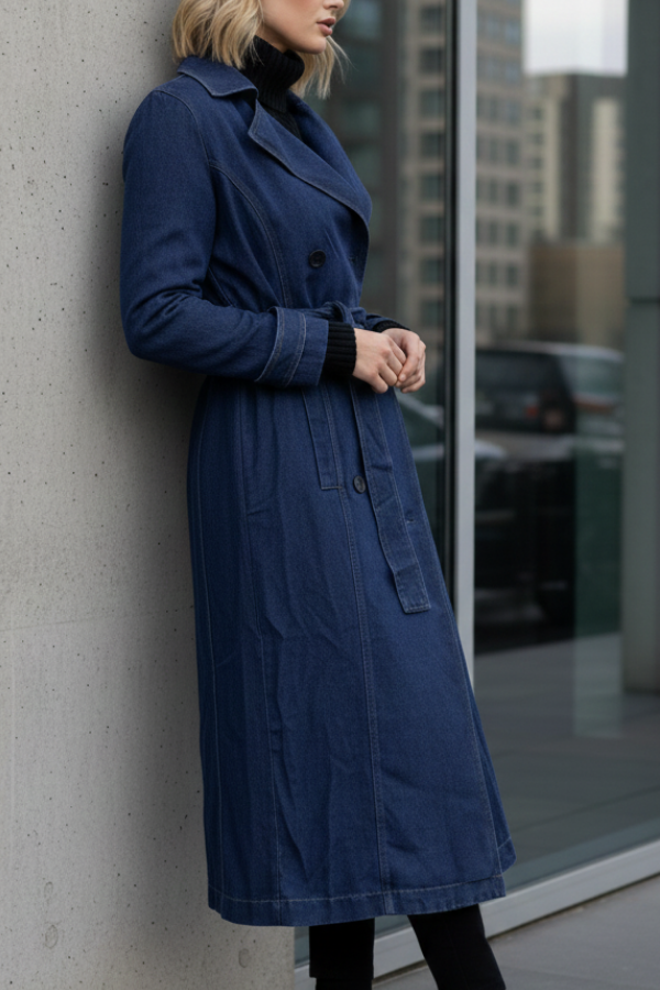 The Jade Indigo Trench Coat