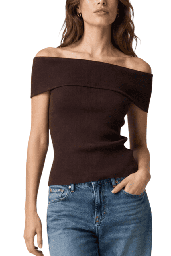 The Johanna Off Shoulder Ribbed Knitted Top - pookie and sebastian