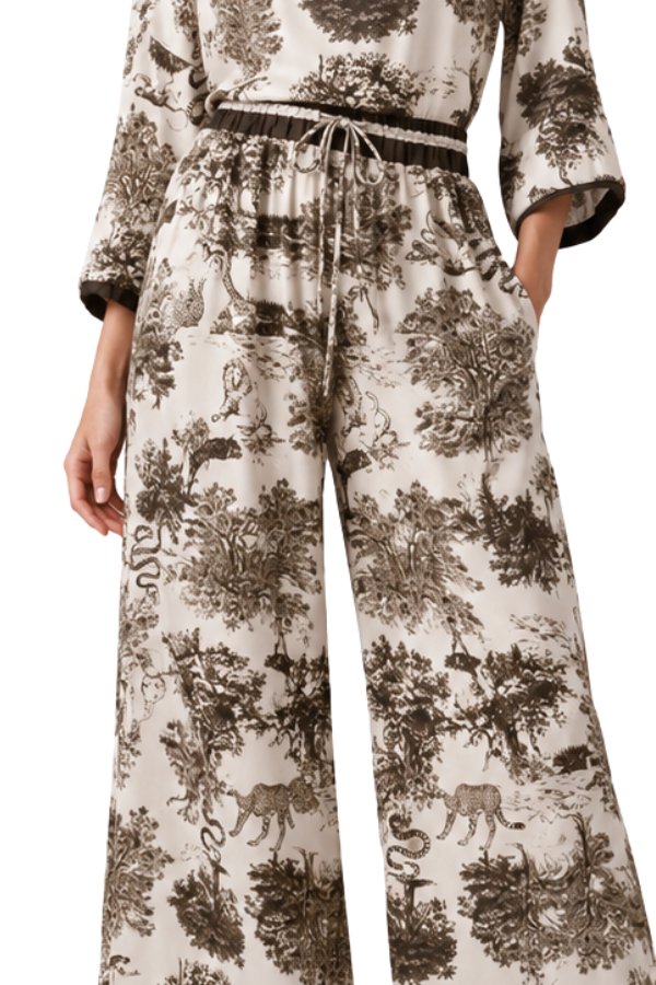 The Beatrice Toile Safari-Print Satin Pants