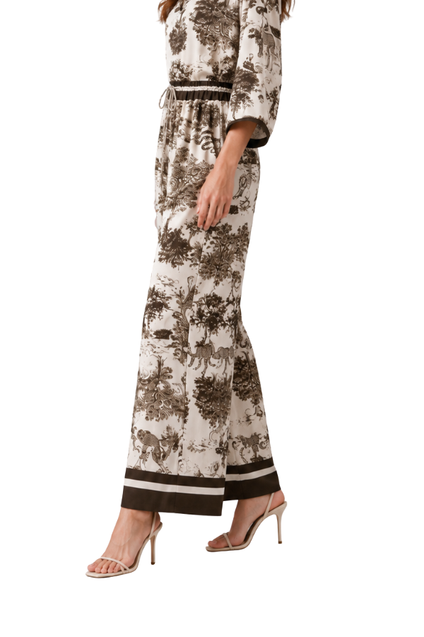 The Beatrice Toile Safari-Print Satin Pants