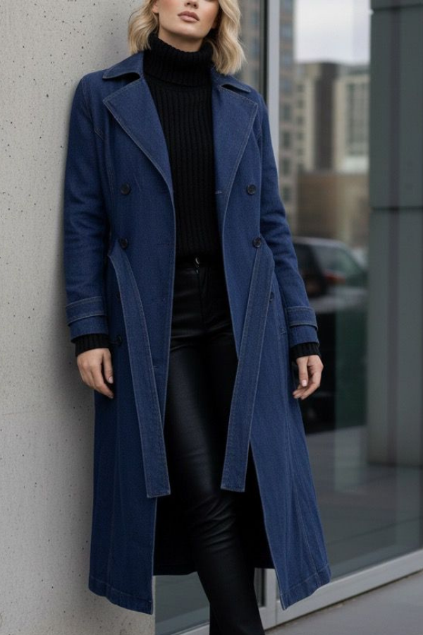 The Jade Indigo Trench Coat