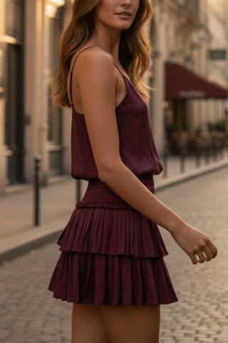 Mystra Silky Smocked Layered Skirt - pookie and sebastian