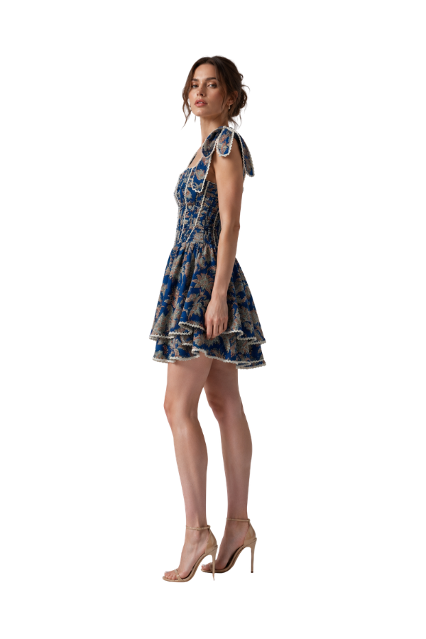 The Irene Printed Lace Up Corset Mini Dress pookie & sebastian The Irene Printed Lace Up Corset Mini Dress pookie & sebastian