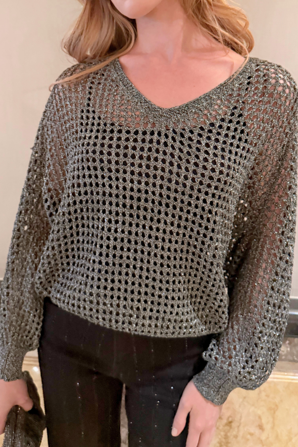 Handmade Open V-Neck Sweater