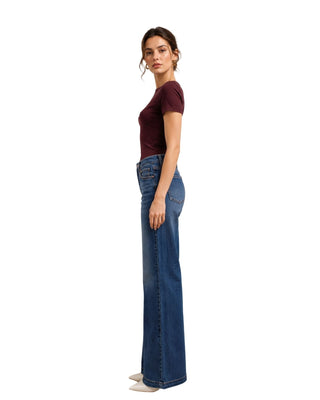 Ultra Soft Summer Sweater in dark burgundy brown, side view showing the short sleeve and fitted shape