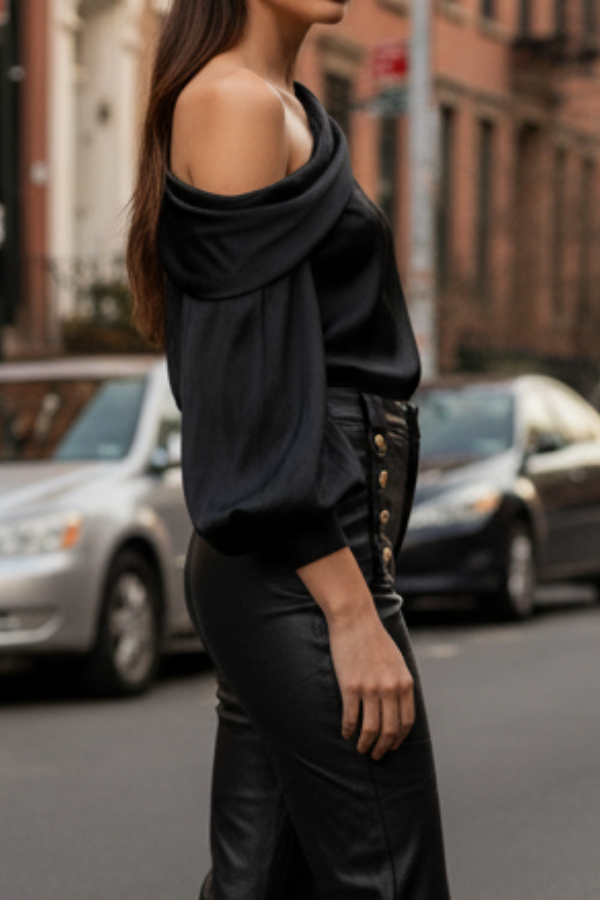 Lena Asymmetrical Silky Blouse