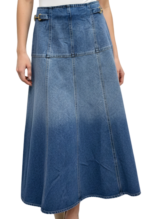 The Miriam Denim Wide Midi Skirt - pookie and sebastian