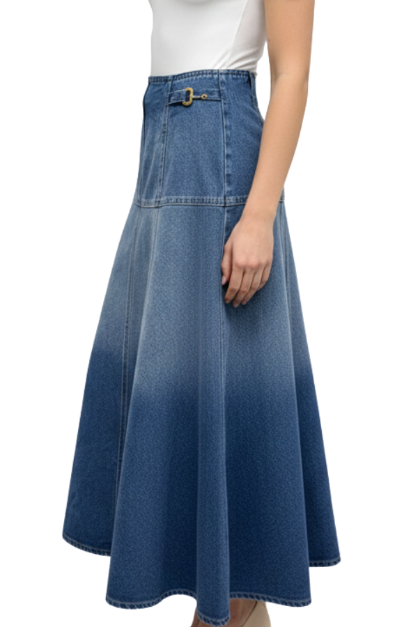 The Miriam Denim Wide Midi Skirt - pookie and sebastian