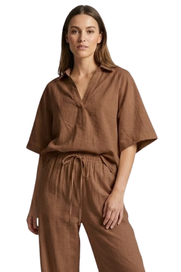 The Alba Relaxed Popover Collar Top - pookie and sebastian