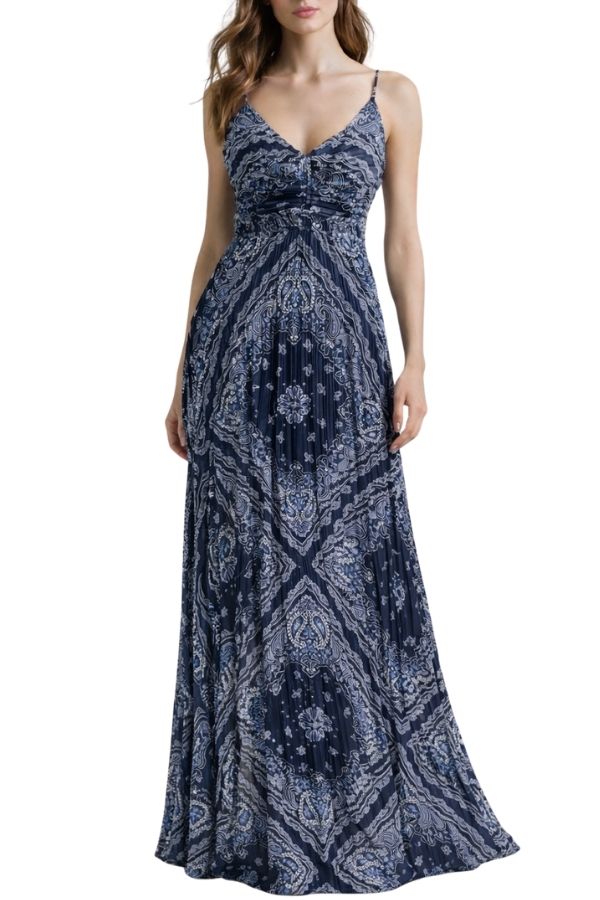The Midnight Print Pleated Maxi Dress