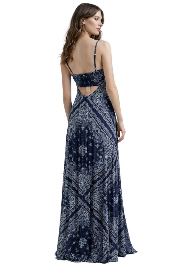 The Midnight Print Pleated Maxi Dress
