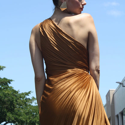 One Shoulder Pleated Maxi Dress pookie and sebastian