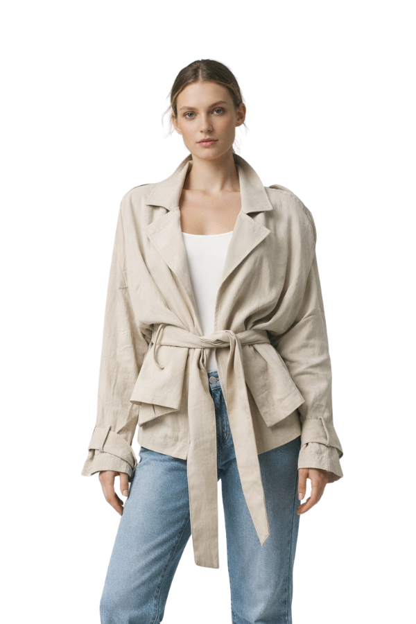 The Lucia Short Trench With Tie - pookie and sebastian