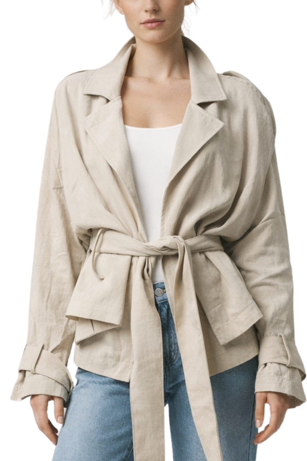 The Lucia Short Trench With Tie - pookie and sebastian