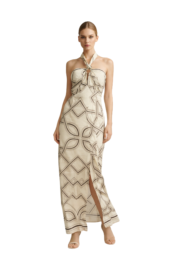The Irene Printed Halter Neck Midi Dress - pookie and sebastian