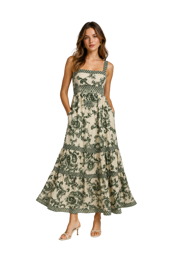 The Anna Tiered Linen Maxi Dress S