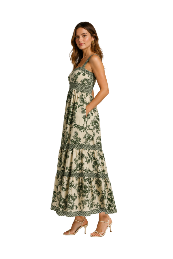 The Anna Tiered Linen Maxi Dress