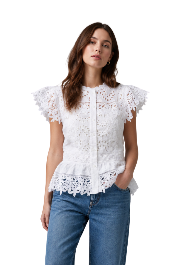 The Nia Eyelet Peplum Top