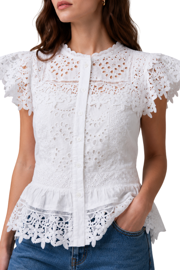 The Nia Eyelet Peplum Top