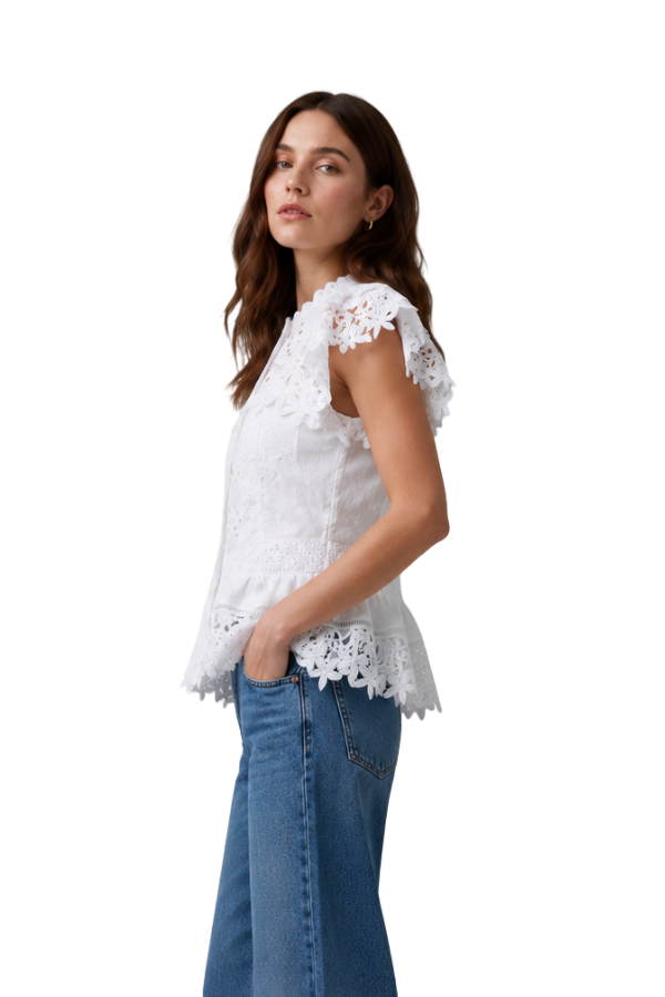 The Nia Eyelet Peplum Top