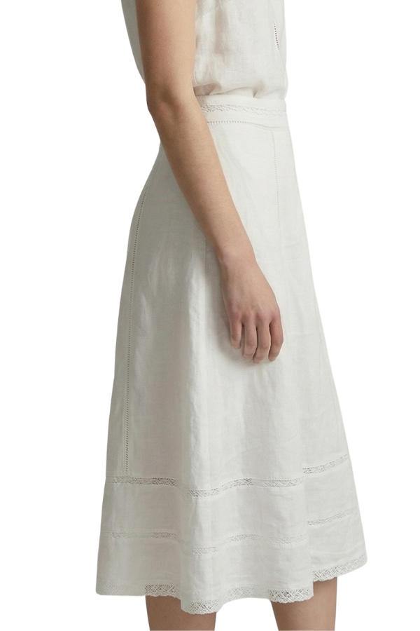The Elise Linen Lace Midi Skirt