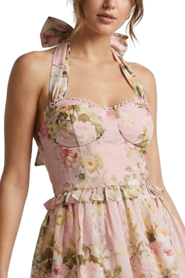 The Angela Peach Flowy Short Dress