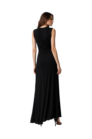 Ttega Elegant Body Couture Dress in black, back view of the plain sleeveless back and floor-length skirt