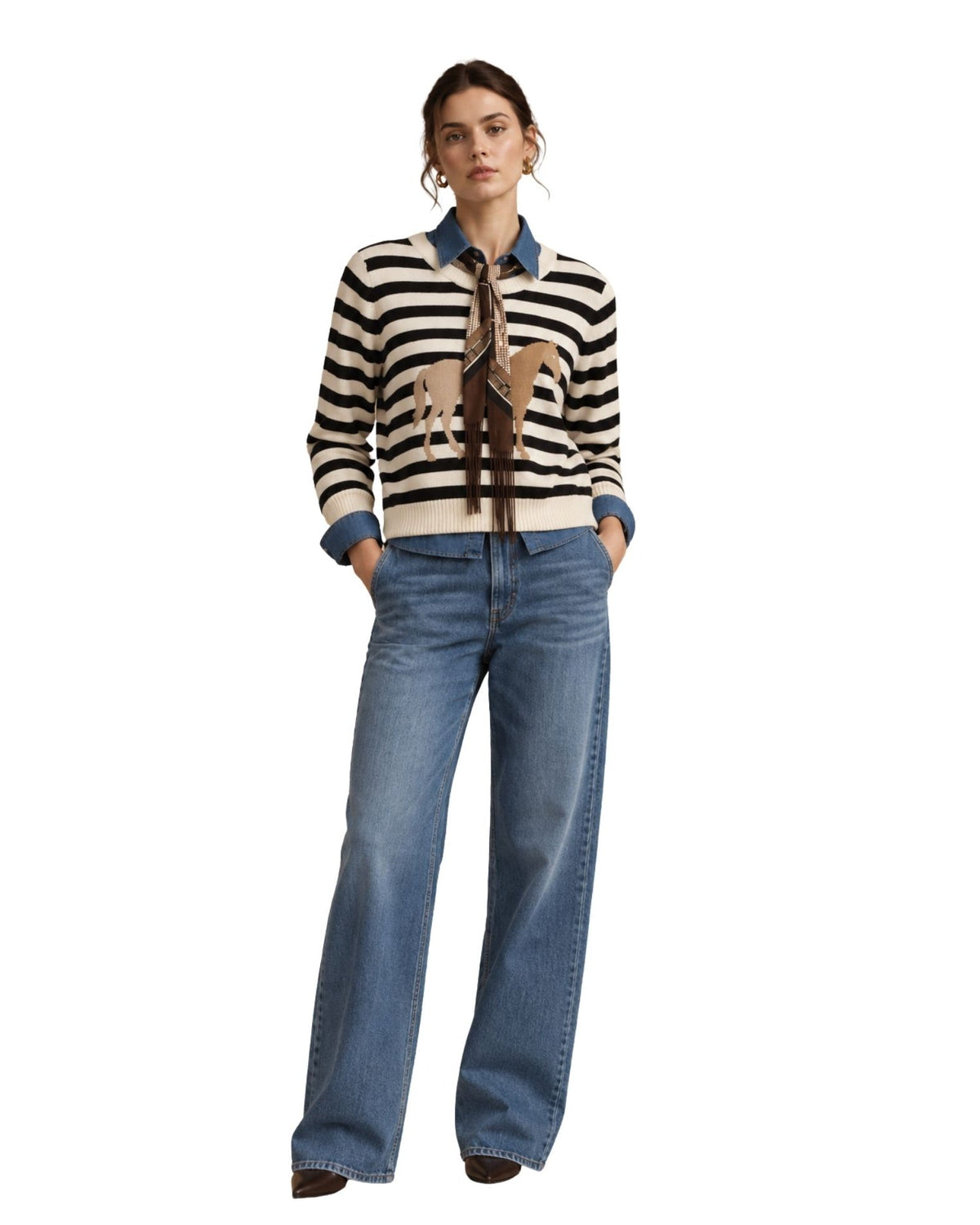 The Adelina Striped Horse Edge Sweater - pookie and sebastian