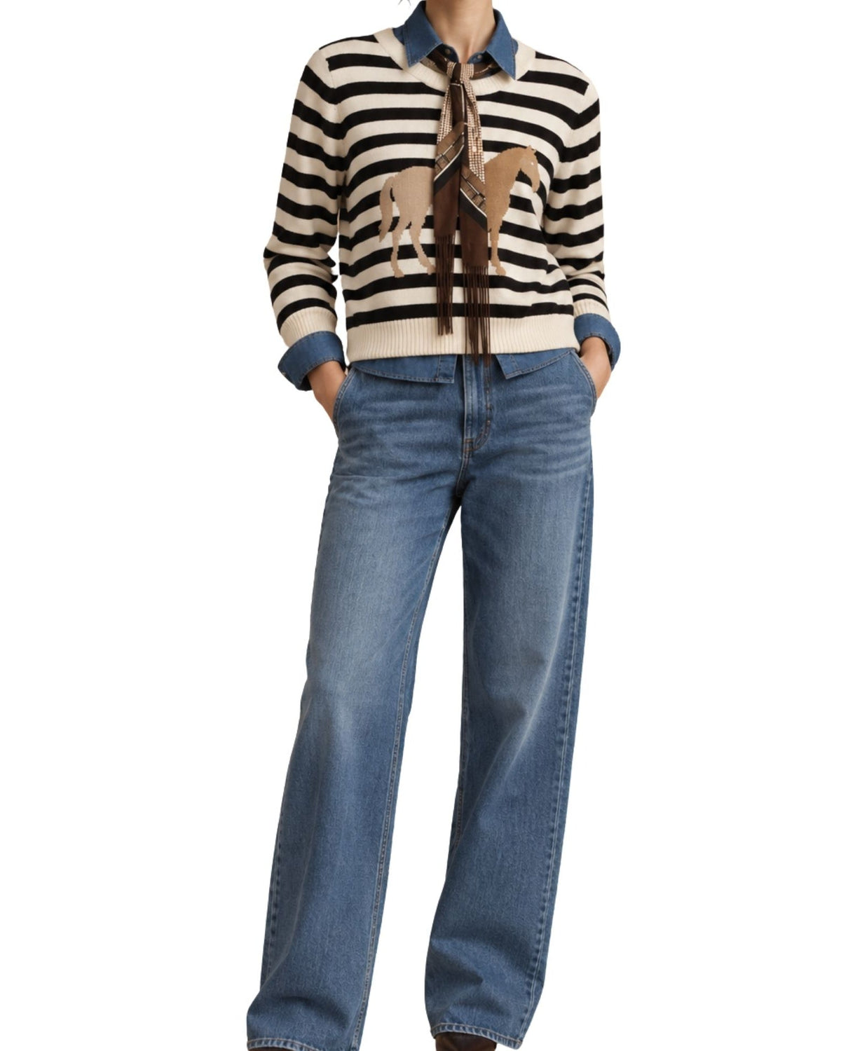 The Adelina Striped Horse Edge Sweater - pookie and sebastian