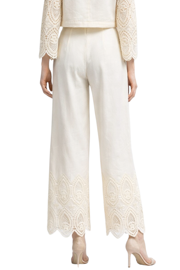 The Iris Zip Fly Closure Full Length Pants With Crochet