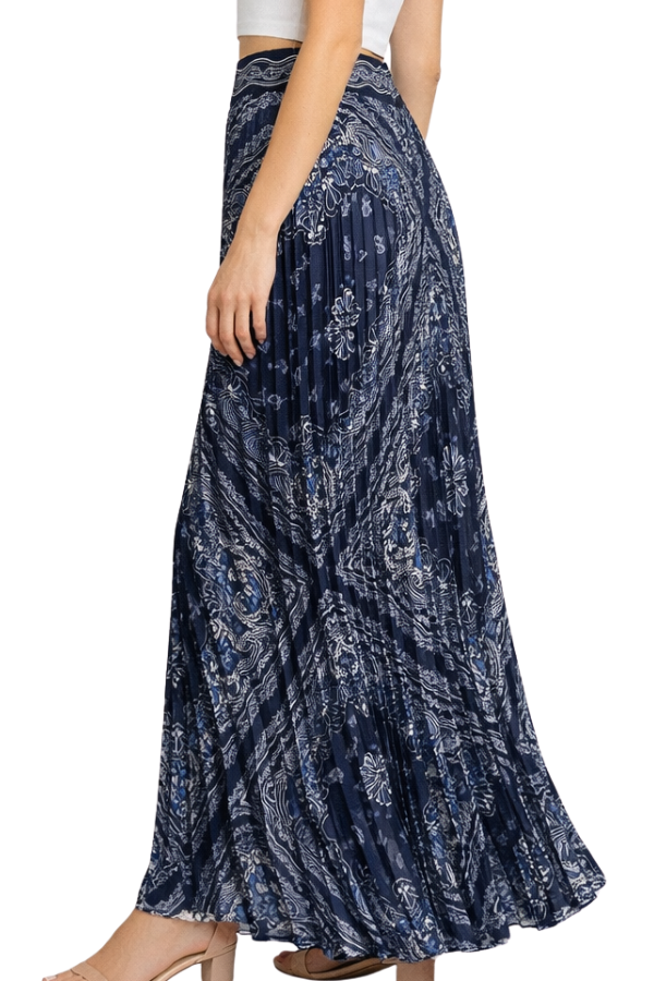 The Midnight Print Pleated Midi Skirt