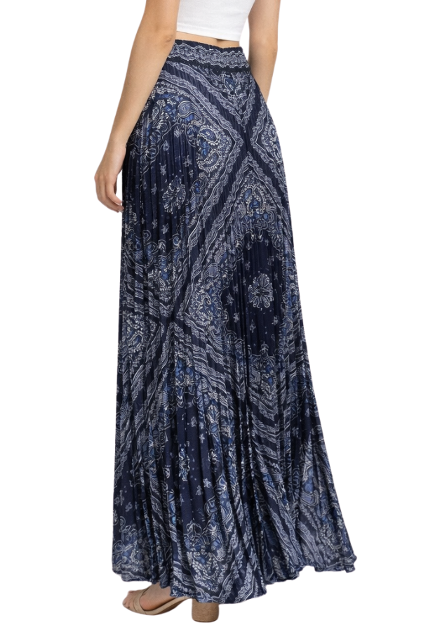 The Midnight Print Pleated Midi Skirt