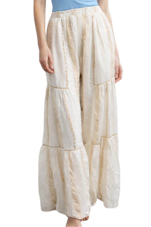 The Capri Gold Stripe Tiered Wide Leg Pants
