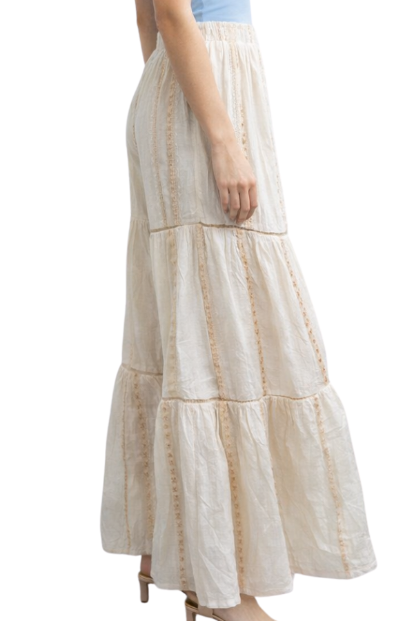 The Capri Gold Stripe Tiered Wide Leg Pants