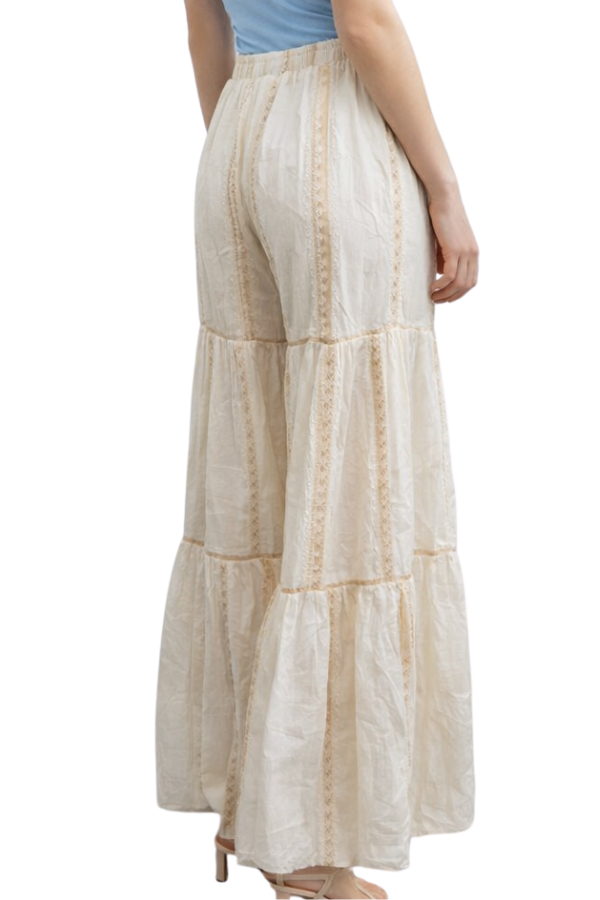 The Capri Gold Stripe Tiered Wide Leg Pants